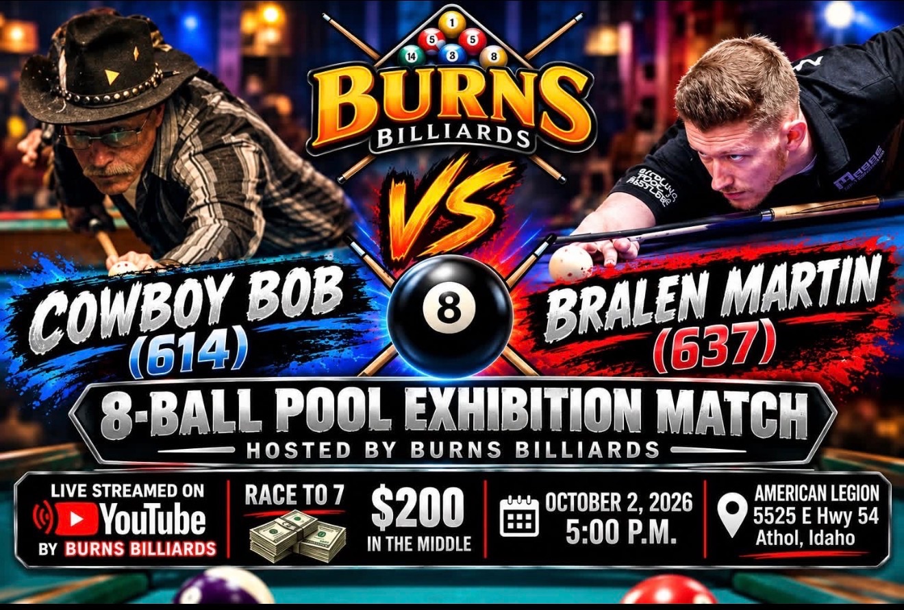 Flyer: Cowboy Bob vs Bralen Martin 8-Ball money match