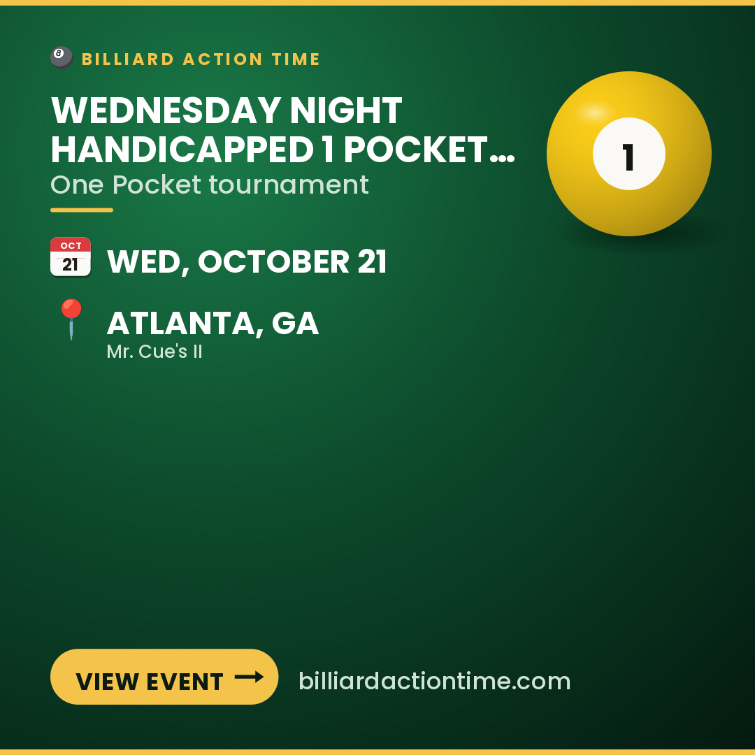 Share card for Wednesday Night handicapped 1 Pocket Tournament