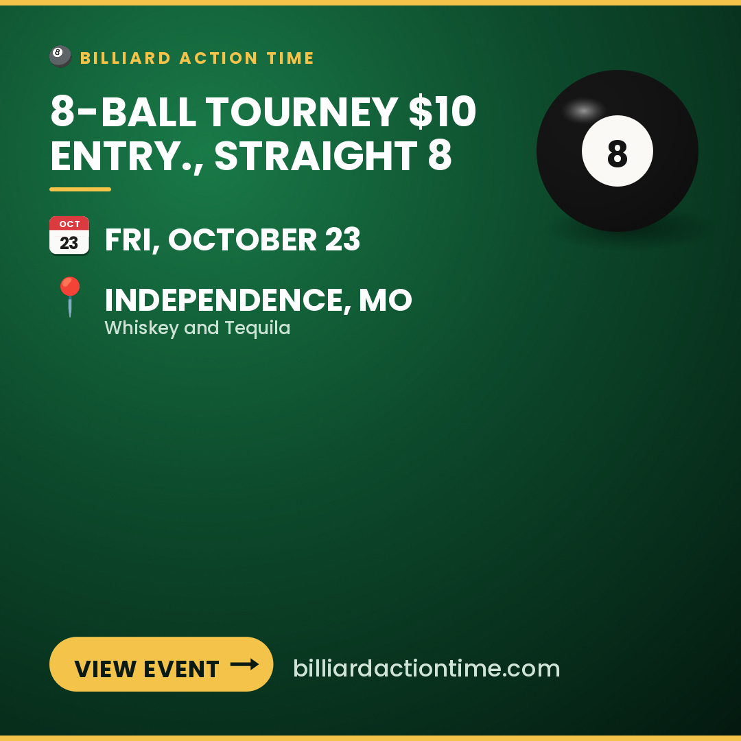 Share card for 8-ball tourney $10 entry., straight 8