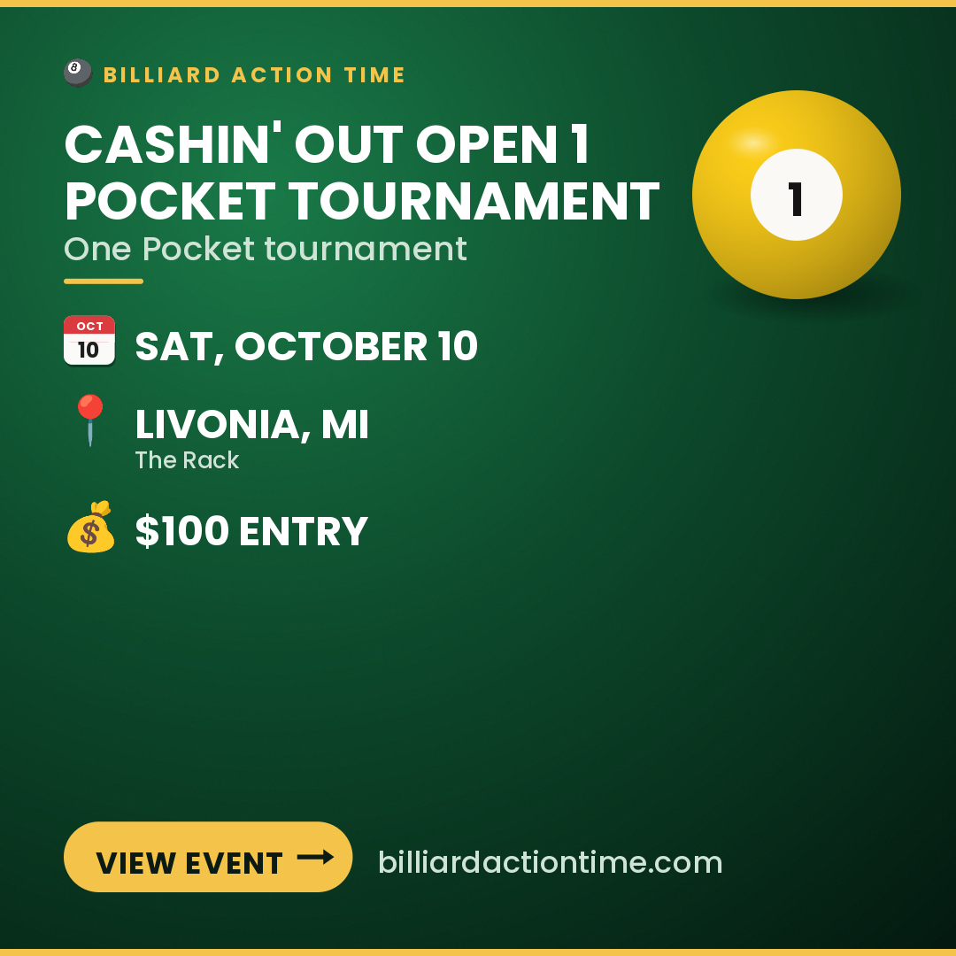 Share card for Cashin' Out Open 1 Pocket Tournament