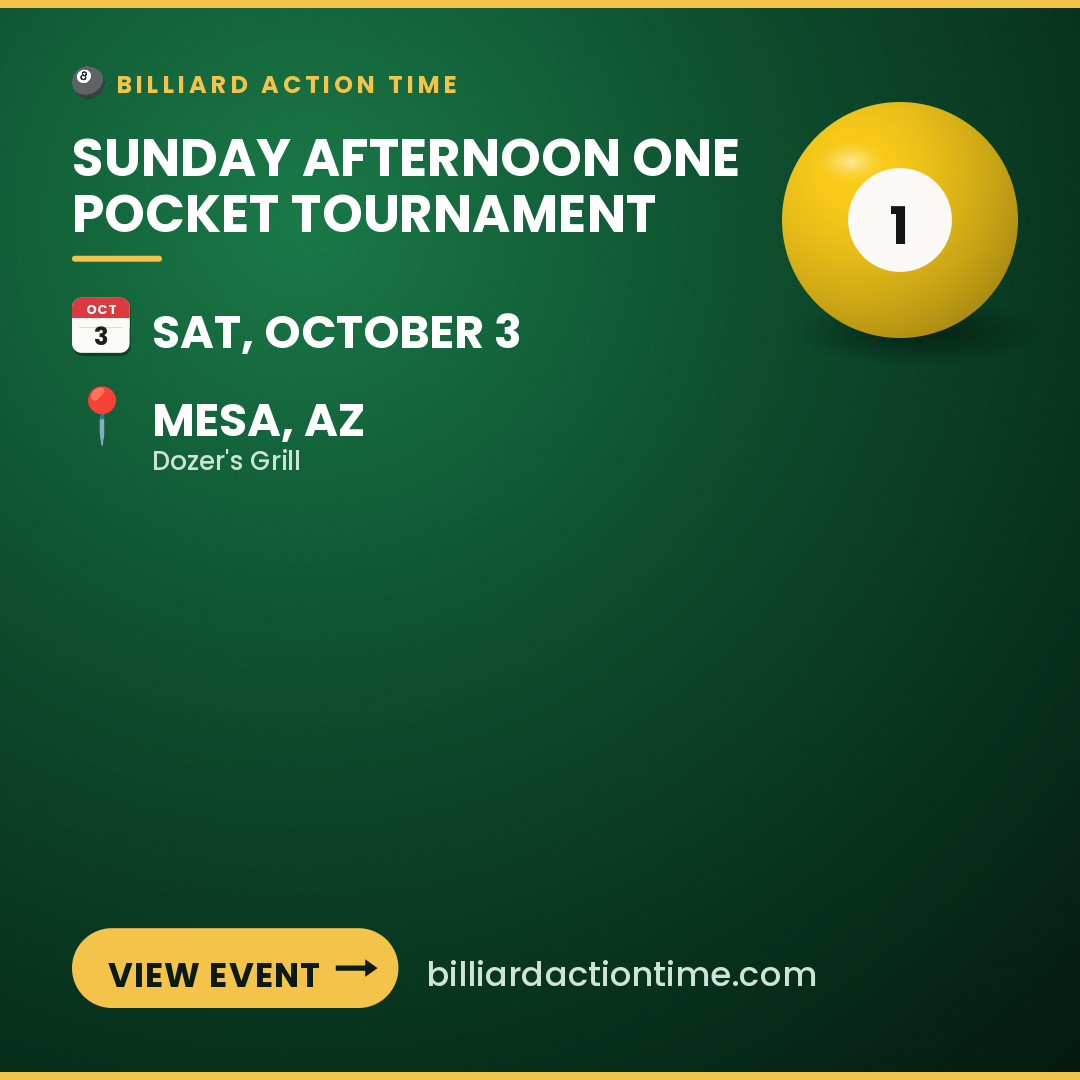 Share card for Sunday Afternoon One Pocket Tournament