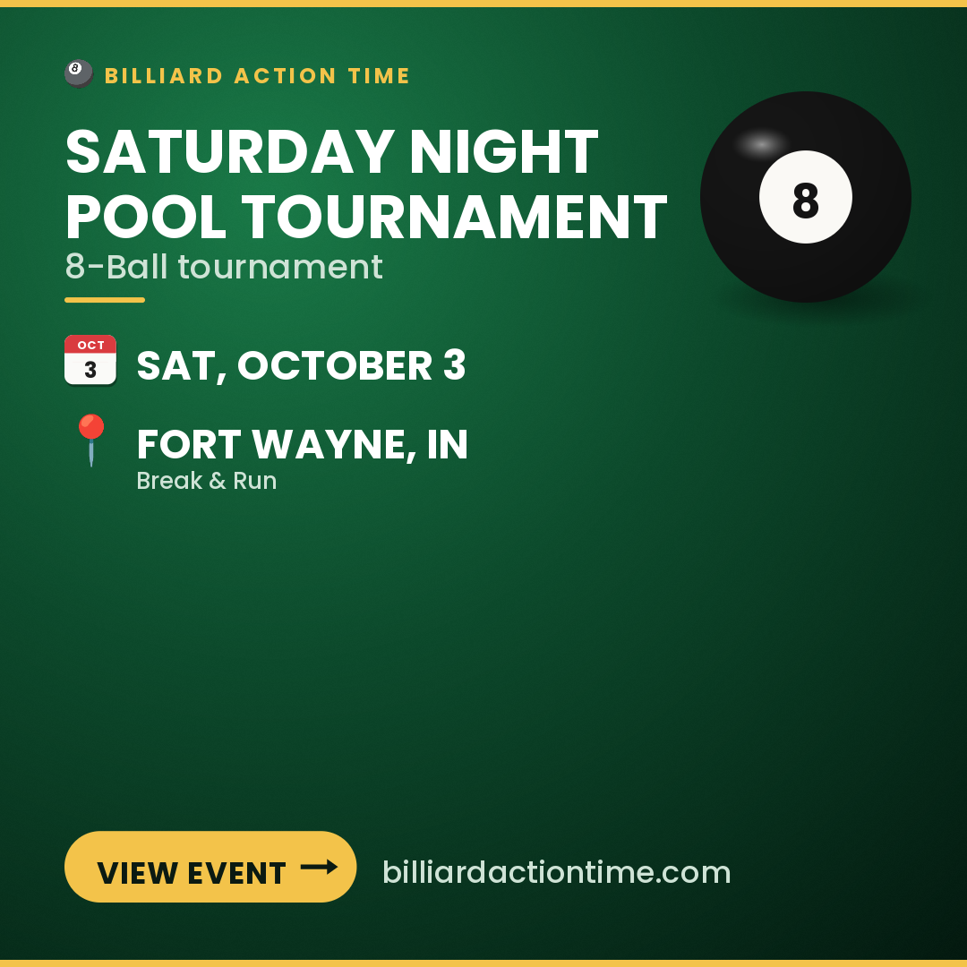 Share card for Saturday Night Pool Tournament