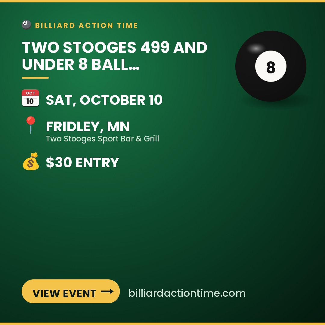 Share card for Two Stooges 499 and Under 8 Ball Tournament