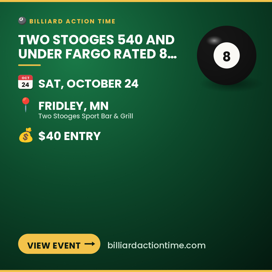 Share card for Two Stooges 540 and under Fargo rated 8 ball Tournament