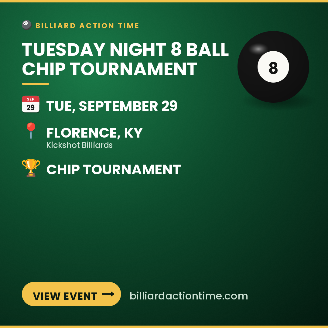 Share card for Tuesday Night 8 Ball Chip Tournament