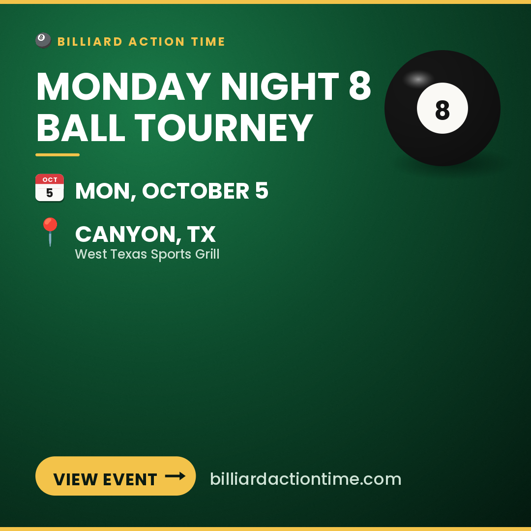 Share card for Monday Night 8 Ball Tourney