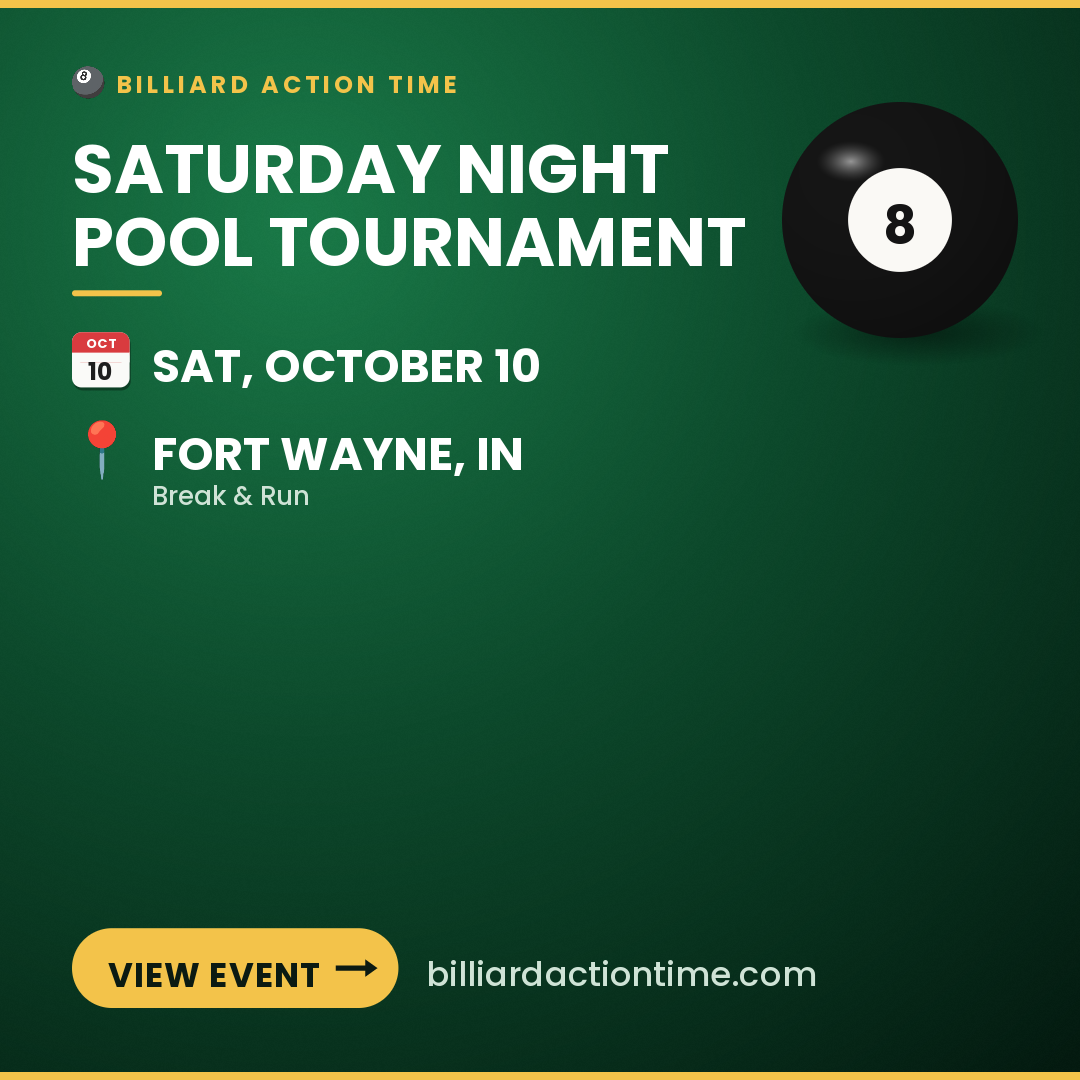 Share card for Saturday Night Pool Tournament