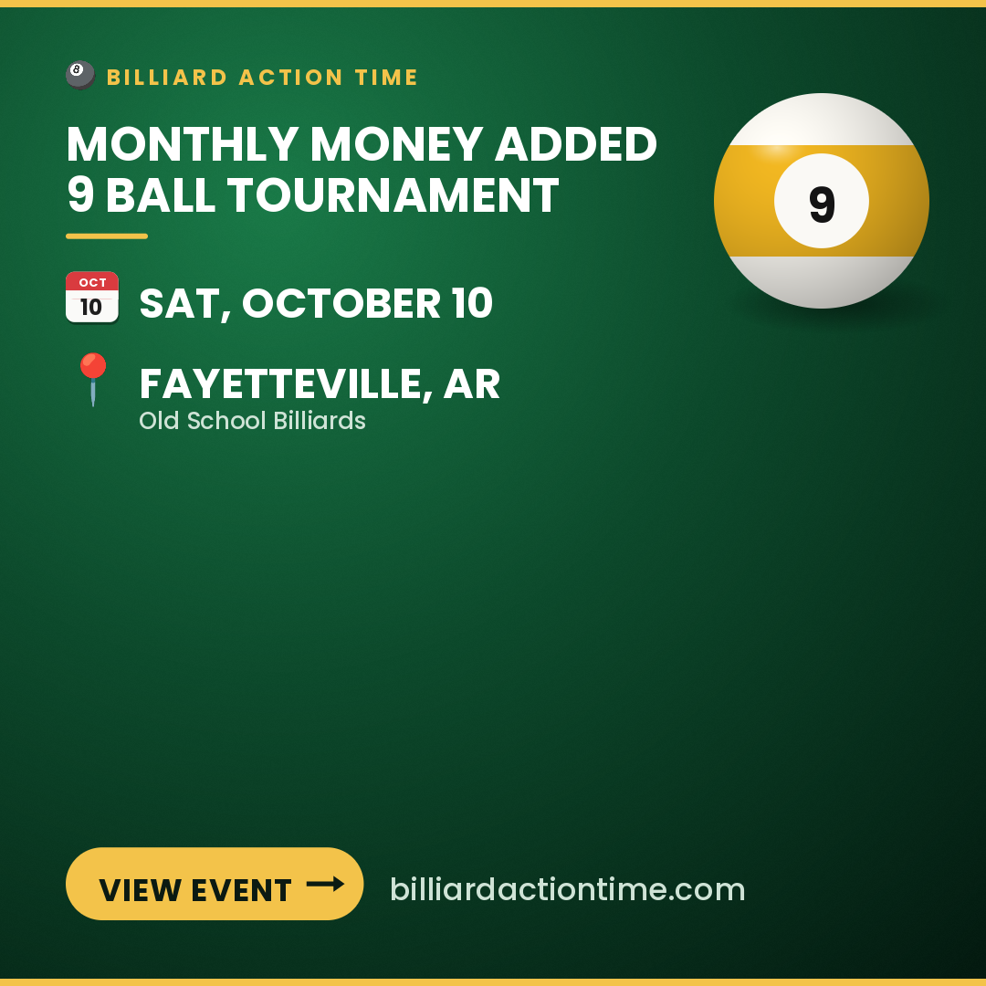 Share card for Monthly Money Added 9 Ball Tournament