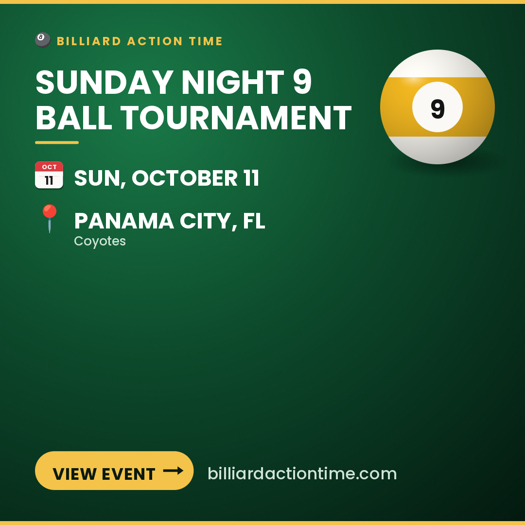 Share card for Sunday Night 9 Ball Tournament