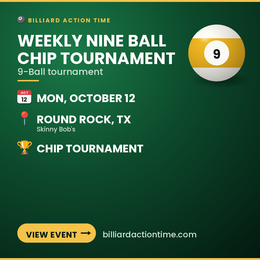 Share card for Weekly Nine Ball Chip Tournament