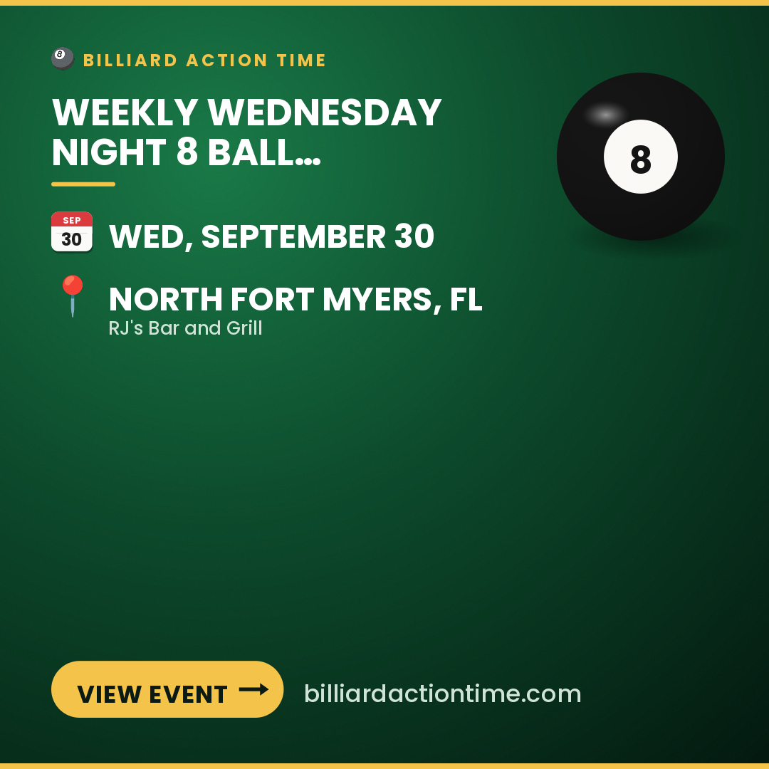 Share card for Weekly Wednesday Night 8 Ball Tournament