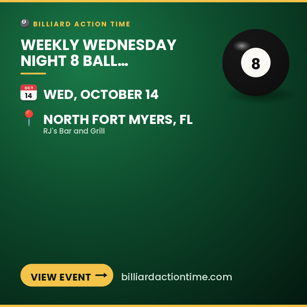 Share card for Weekly Wednesday Night 8 Ball Tournament
