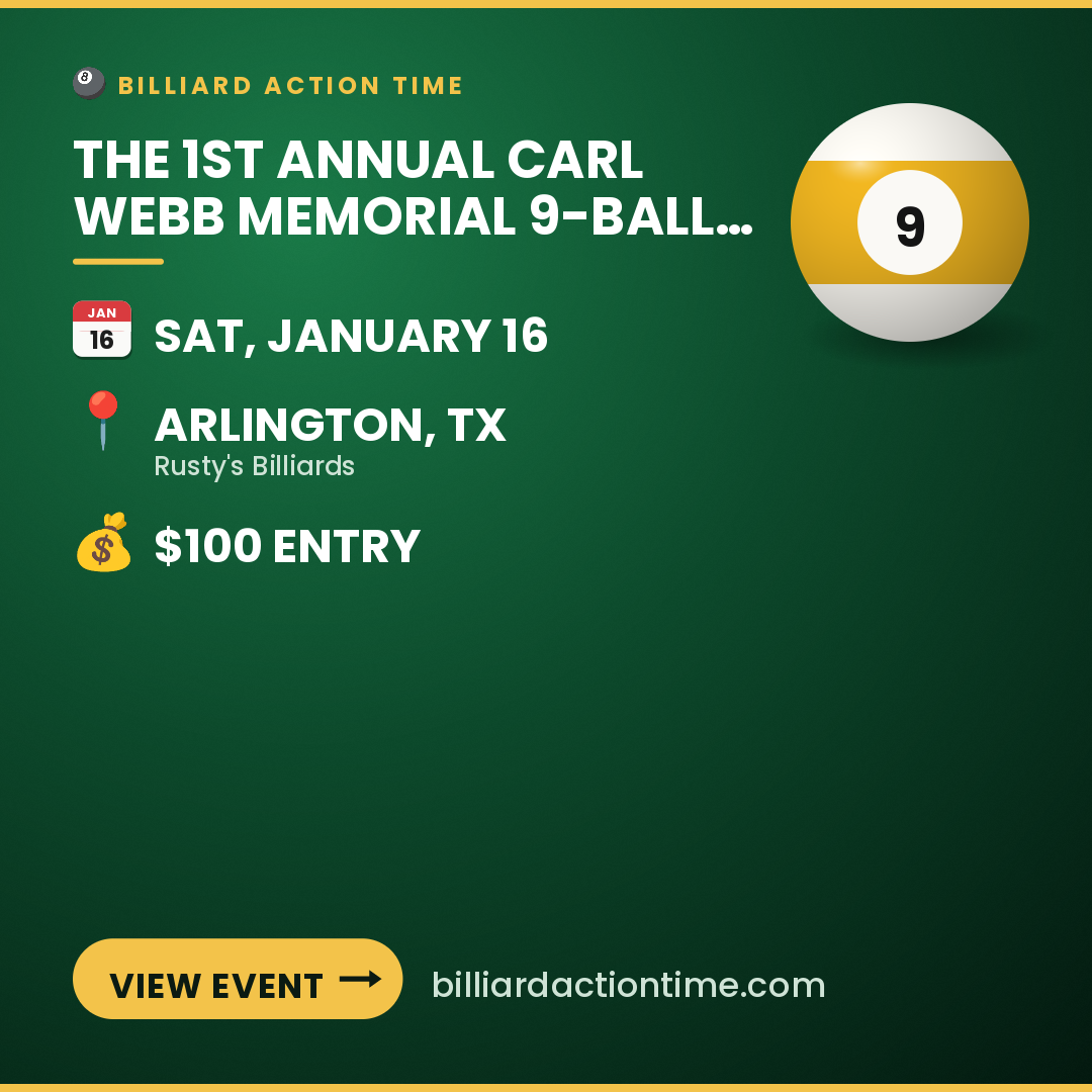 Share card for The 1st Annual Carl Webb Memorial 9-Ball Open