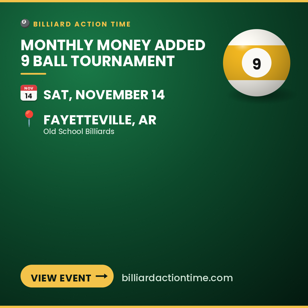 Share card for Monthly Money Added 9 Ball Tournament