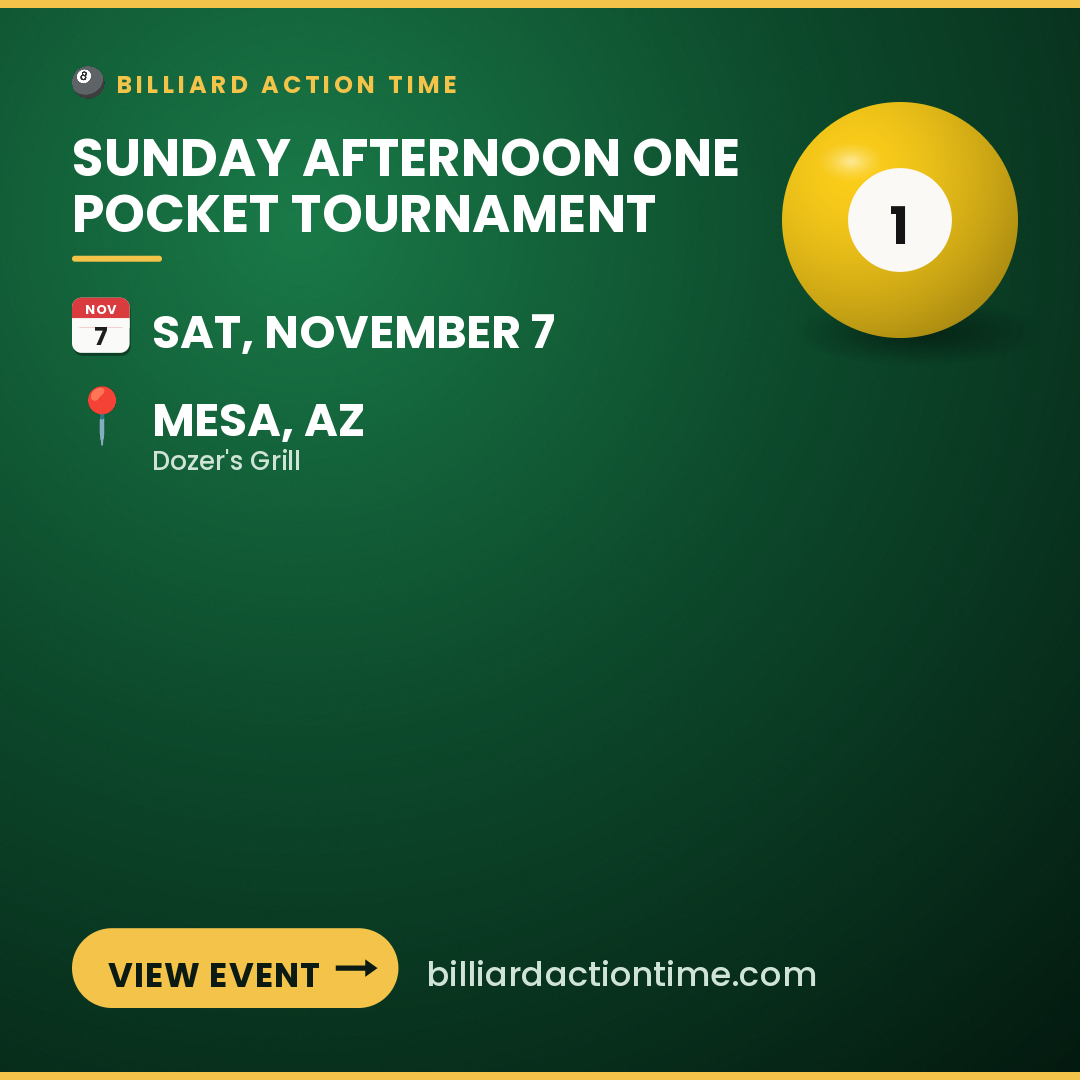 Share card for Sunday Afternoon One Pocket Tournament