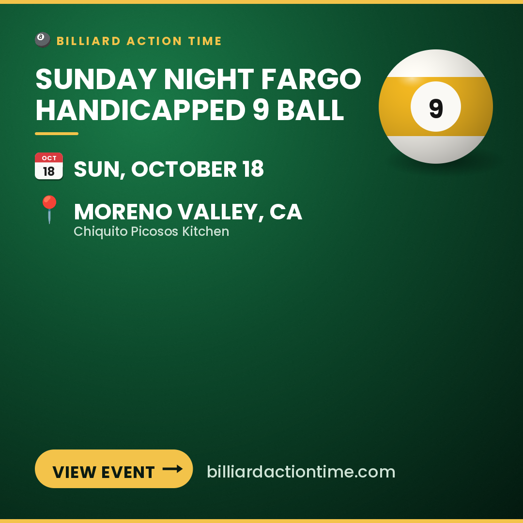 Share card for Sunday Night Fargo Handicapped 9 Ball
