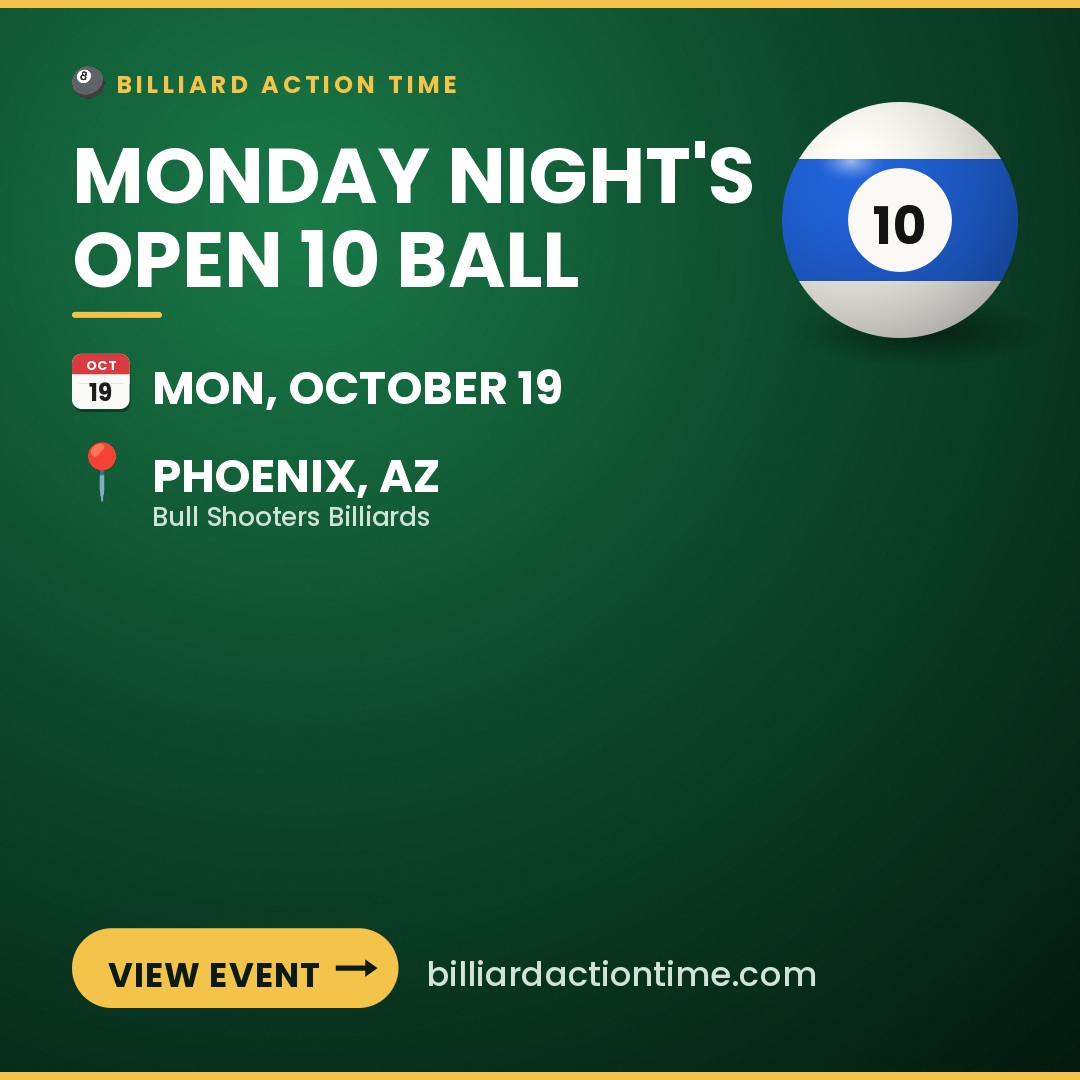 Share card for Monday Night's Open 10 Ball